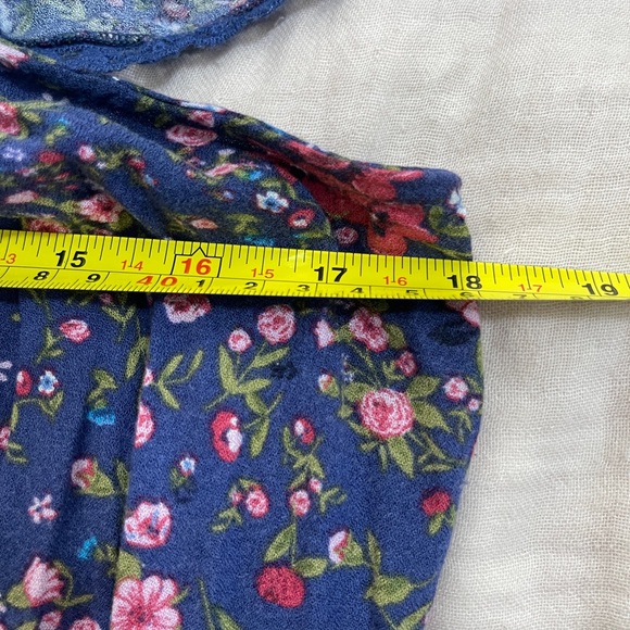 French Grey Womens Dress Size Small Blue Floral Open Back Eyelet Cottage Prairie - Picture 9 of 11